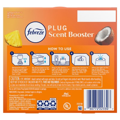 Febreze Plug Scent Booster Air Freshener Oil Diffuser Continuous Scent Device Hawaiian Aloha - 2ct