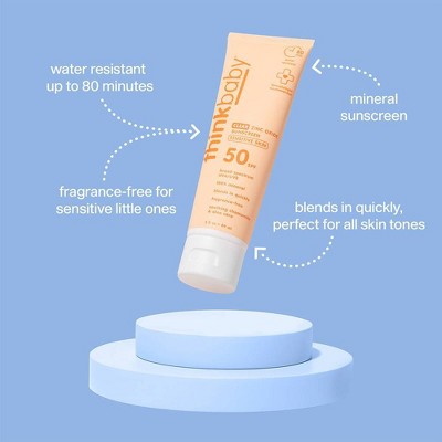 thinkbaby Clear Sunscreen for Sensitive Skin with Non-Nano Zinc Oxide, UVA/UVB Protection - Water Resistant - SPF 50 - 3 fl oz