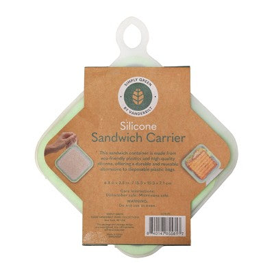 Simply Green 20z Silicone Square Sandwich Carrier - Light Green