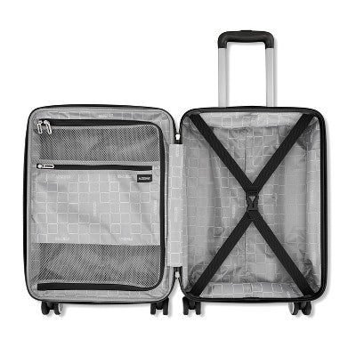 American Tourister Medium Checkered Carry On Spinner Wheels Suitcase - Black