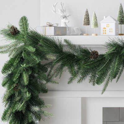6' Christmas Unlit Icy Glitter Mixed Green with Pinecones Garland - Wondershop (LOCAL PICKUP ONLY)