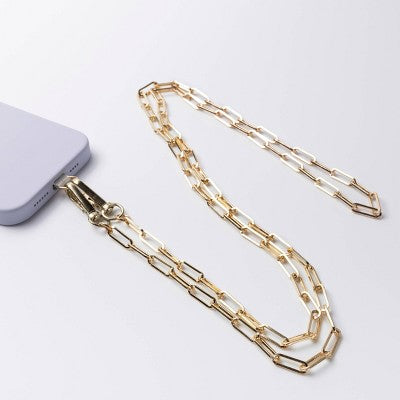 Hello Lux Phone Crossbody Strap - Gold Paper Clip Chain