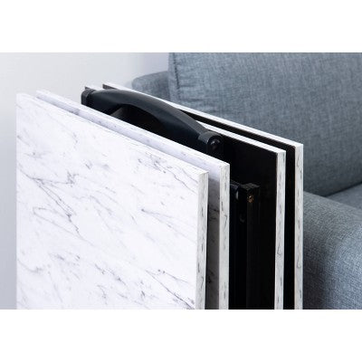 Linon 4pc 26.4" Talia TV Tray Table Set Faux Marble with Storage Rack White (LOCAL PICKUP ONLY)