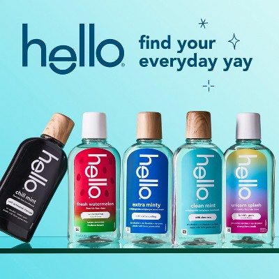 hello Alcohol Free Mouthwash with Aloe Vera - Flouride Free Mouthwash - Clean Mint - 17.6 floz