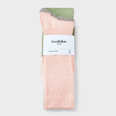 Men's 2pk Casual Crew Socks - Goodfellow & Co Light Pink/Gray 6-12