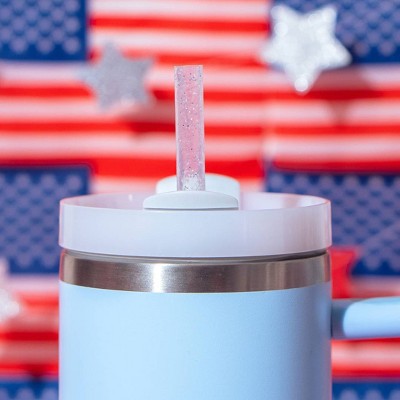 CharCharms 6pk 40oz Americana Glitter Straws