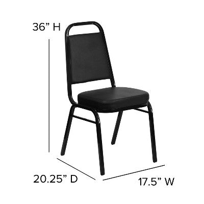 Flash Furniture HERCULES Series Trapezoidal Back Stacking Banquet Chair in Black Vinyl - Black Frame (LOCAL PICKUP ONLY)