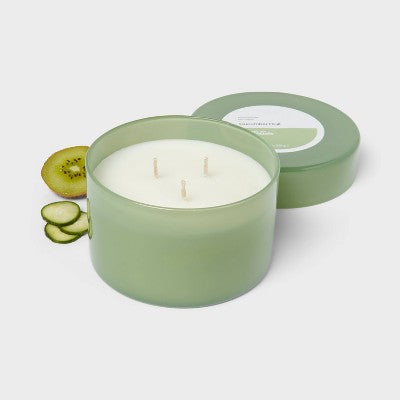 3-Wick Glass Jar Candle with Lid Cucumber Chill 11.5oz - Room Essentials