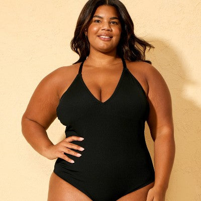 Women's Long Torso Ribbed Cheeky One Piece Swimsuit S