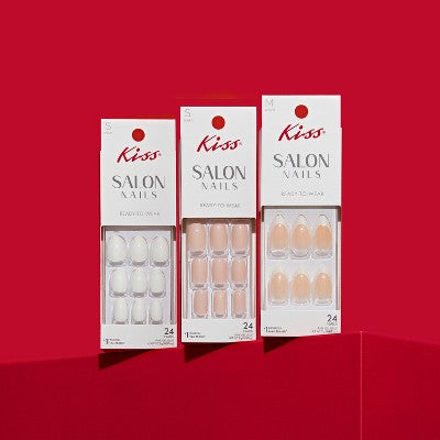 KISS Nails Salon Press-On Fake Nails - Short Almond - In The Air - 25ct