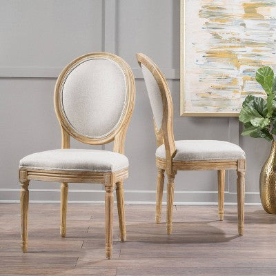 Set of 2 Phinnaeus Dining Chair Beige - Christopher Knight Home: Upholstered, Rubberwood Frame, 250lb Capacity (LOCAL PICKUP ONLY)