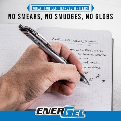 Pentel EnerGel 3pk Gel Pen Black ink with +1 refill: 0.7mm Quick Drying Retractable Pens & Refill, Office Stationery