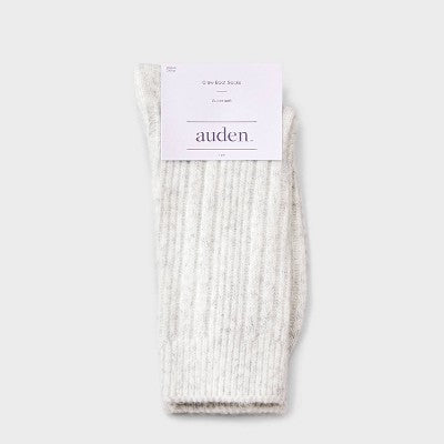 Women's Textured Ribbed Super Soft Crew Boot Socks - Auden Ivory Heather 4-10
