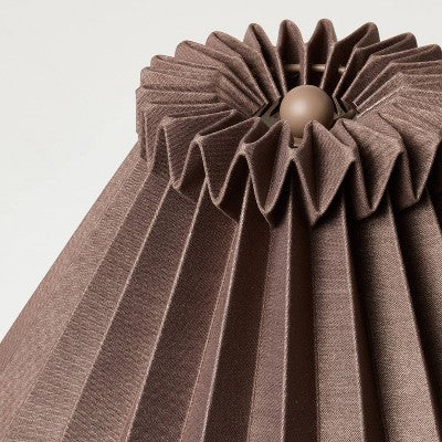 Ceramic with Brown Knife Pleat Shade Accent Table Lamp Sour Cream - Hearth & Hand with Magnolia