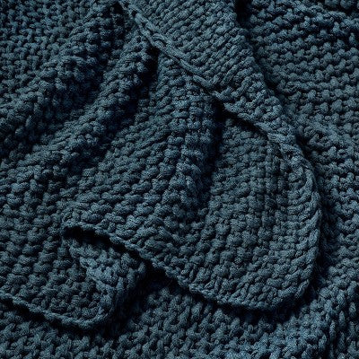 King Chunky Knit Blanket Dark Blue - Casaluna