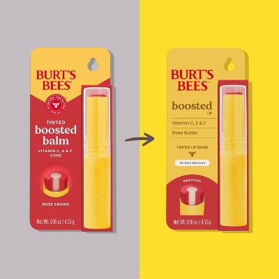 Burt's Bees Boosted Tinted Lip Balm - Rose Knows - 0.16oz