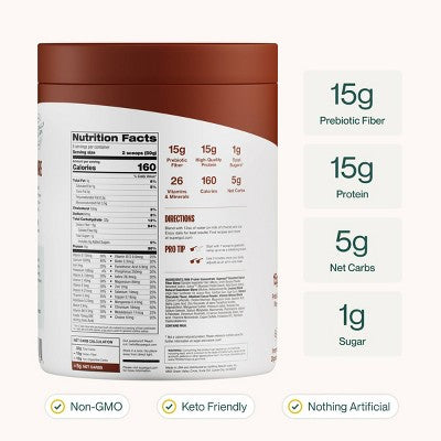 Supergut Prebiotic Shakes for GLP-1 Craving Control & Digestive Health - Chocolate - 16.6oz