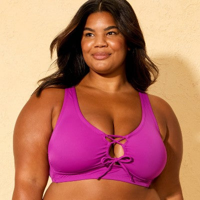 Women's Tie-Front Longline Bikini Top - Shade & Shore Purple 2X