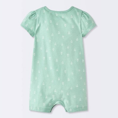 Baby Girls' Heart Short Sleeve Romper Cloud Island Mint Green 9M
