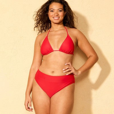 Women's Wide Waistband Leg Bikini Bottom - Wild Fable Red M