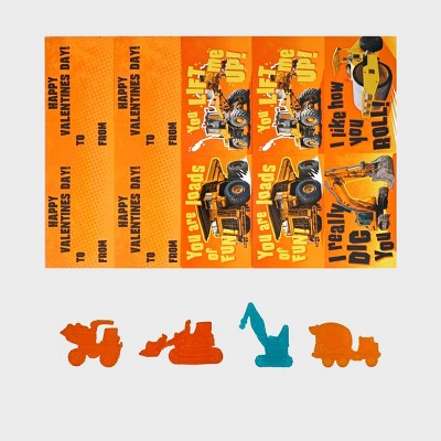 Sadie & Sam 16ct Construction Trucks Gel Clings Valentine's Day Exchange Cards
