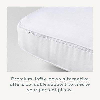 Standard/Queen Soft Customizable Down Alternative Bed Pillow Outer Comfort Cover White - Casaluna: Hypoallergenic, 300 Thread Count