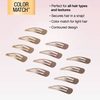 scunci Metal Snap Clips - Blonde - All Hair - 12pcs