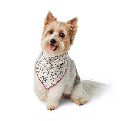 Graphic Print Dog and Cat Bandana - Cream - The Cuddle Collab - XS/S