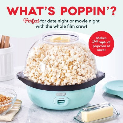 Dash 6qt SmartStore Stirring Popcorn Maker - Aqua: Electric Popcorn Popper, 850W, Hand Wash, 1-Year Warranty