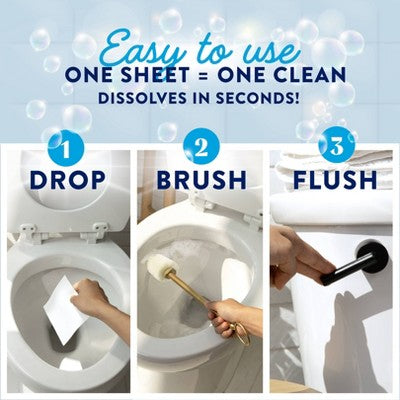 Clean Cult Toilet Bowl Cleaner Sheets - Sea Spray - 32ct: Ceramic Surface, Cleans, Eliminates Odors, Stains