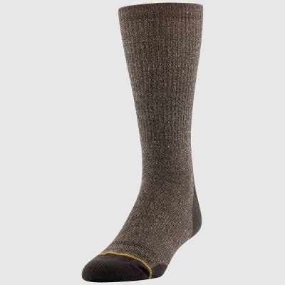 Signature Gold by Goldtoe Men's Heavyweight Tec Crew Boot Socks 2pk - Peacoat/Brown Marl 6-12