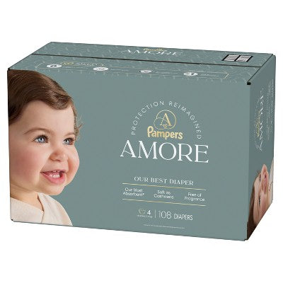 Amore by Pampers Diapers Enormous Pack - Size 4 - 108ct: 22 to 37 lbs, Disposable Diapers
