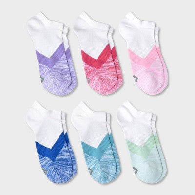 Kids' 6pk No Show Socks - All In Motion M