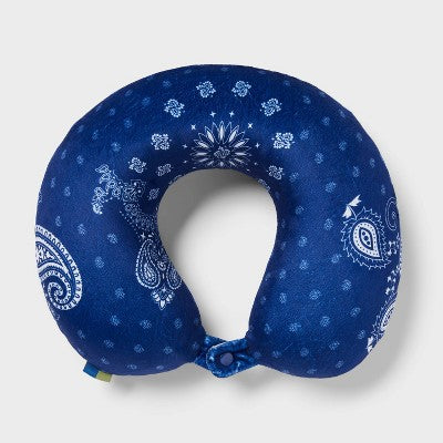 Americana Memory Foam Neck Pillow - Open Story Blue