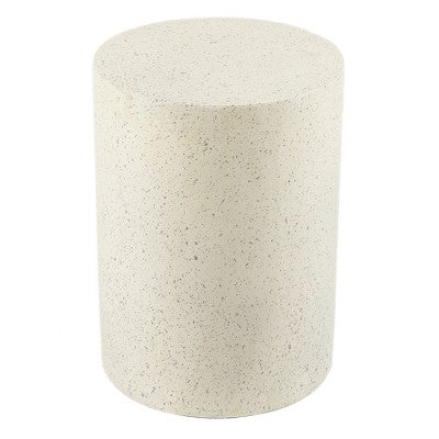 LuxenHome Round Patio Side Table Off White with Speckled Gray Cement, Accent Table for Outdoor and Indoor Off-White (LOCAL PICKUP ONLY)