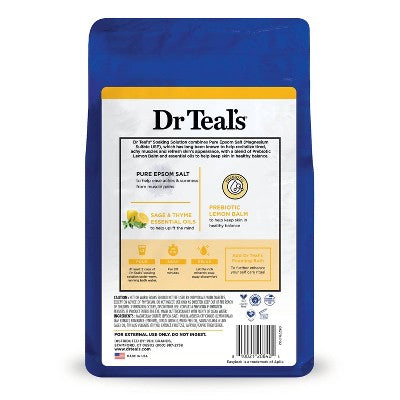 Dr Teal's Prebiotic Lemon Balm & Essential Oils Pure Epsom Salt Soaking Solution - 3lbs