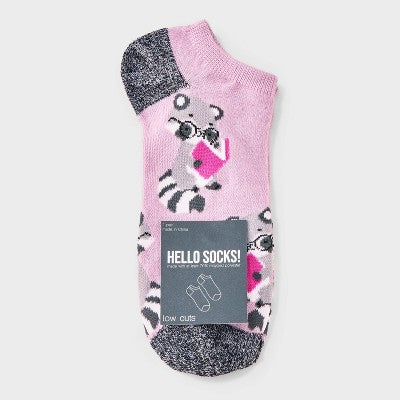 Women's Studious Raccoon Low Cut Socks - Purple 4-10