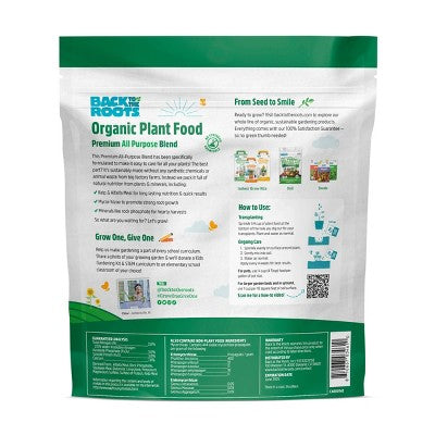 Back to the Roots 1.5lb Organic Plant Food All Purpose Premium Blend: Nutrient-Rich for Indoor & Outdoor Gardens, Non-Synthetic