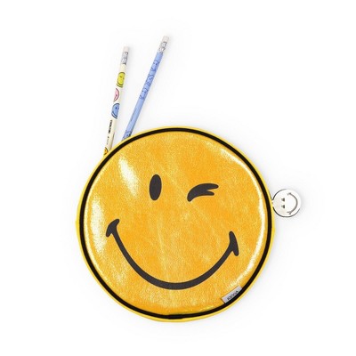 Yoobi SmileyWorld Pencil Pouch Round Yellow Smiley, School Supplies