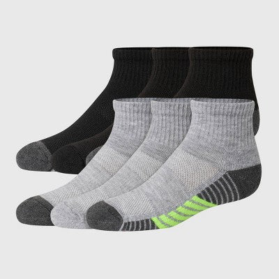 Hanes Premium Boys' 6pk Ankle Athletic Socks - Colors May Vary L