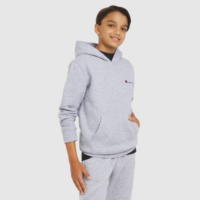 Champion Kid's Fleece Pullover Hoodie - Heathered Gray L