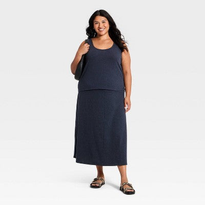 Women's Knit Maxi A-Line Skirt - Universal Thread Navy Blue XXL