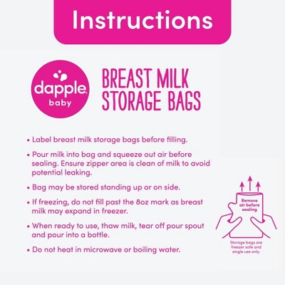 Dapple Temp-Sensing No Leak Breast Milk Storage Bags with Easy Pour Spout - 50ct