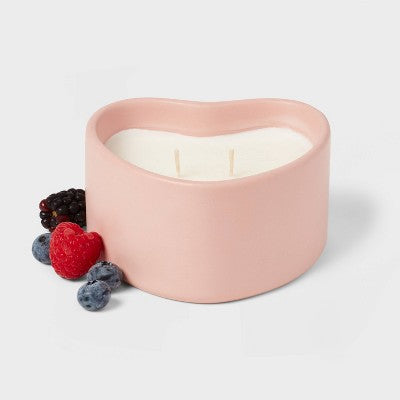 2-Wick 8oz Ceramic Heart Shaped Candle Casual Pink - Threshold
