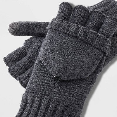 Men's Convertible Fleece Lined Mittens - Goodfellow & Co Charcoal Gray