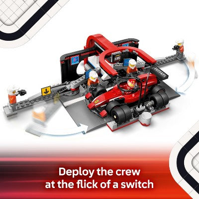 LEGO City F1 Pit Stop & Pit Crew with Ferrari Car, Model Race Car Toy 60443
