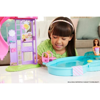 Barbie Dream Pool Playset with Slide & Bubbling Hot Tub with 20+ Accessories