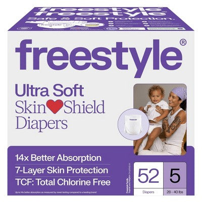 Freestyle Total Chlorine Free 14x Better Absorption Hypoallergenic Baby Diapers - Size 5 - 52ct