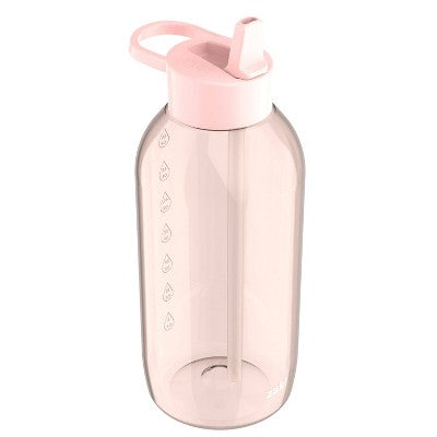 Zak Designs 64 fl oz Plastic Straw Water Bottle Nectarine Orange: Reusable Kids Portable Drinkware, Dishwasher-Safe