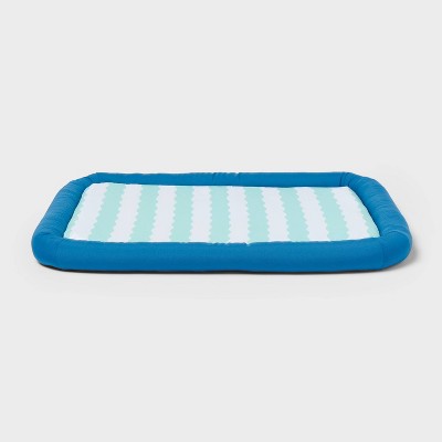 Cooling Mat Bolster Dog and Cat Bed - Sun Squad Blue/Green/White (LOCAL PICKUP ONLY)